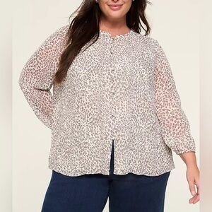 Lane Bryant Swing Bracelet Sleeve Blouse Leop